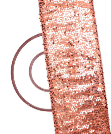light orange colour sequin net embroidery fabric